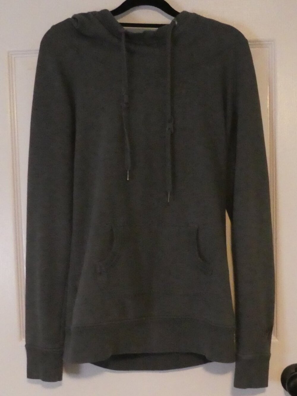 GARAGE Charcoal Grey Script Embroidered Sleeve Hoodie - size large
